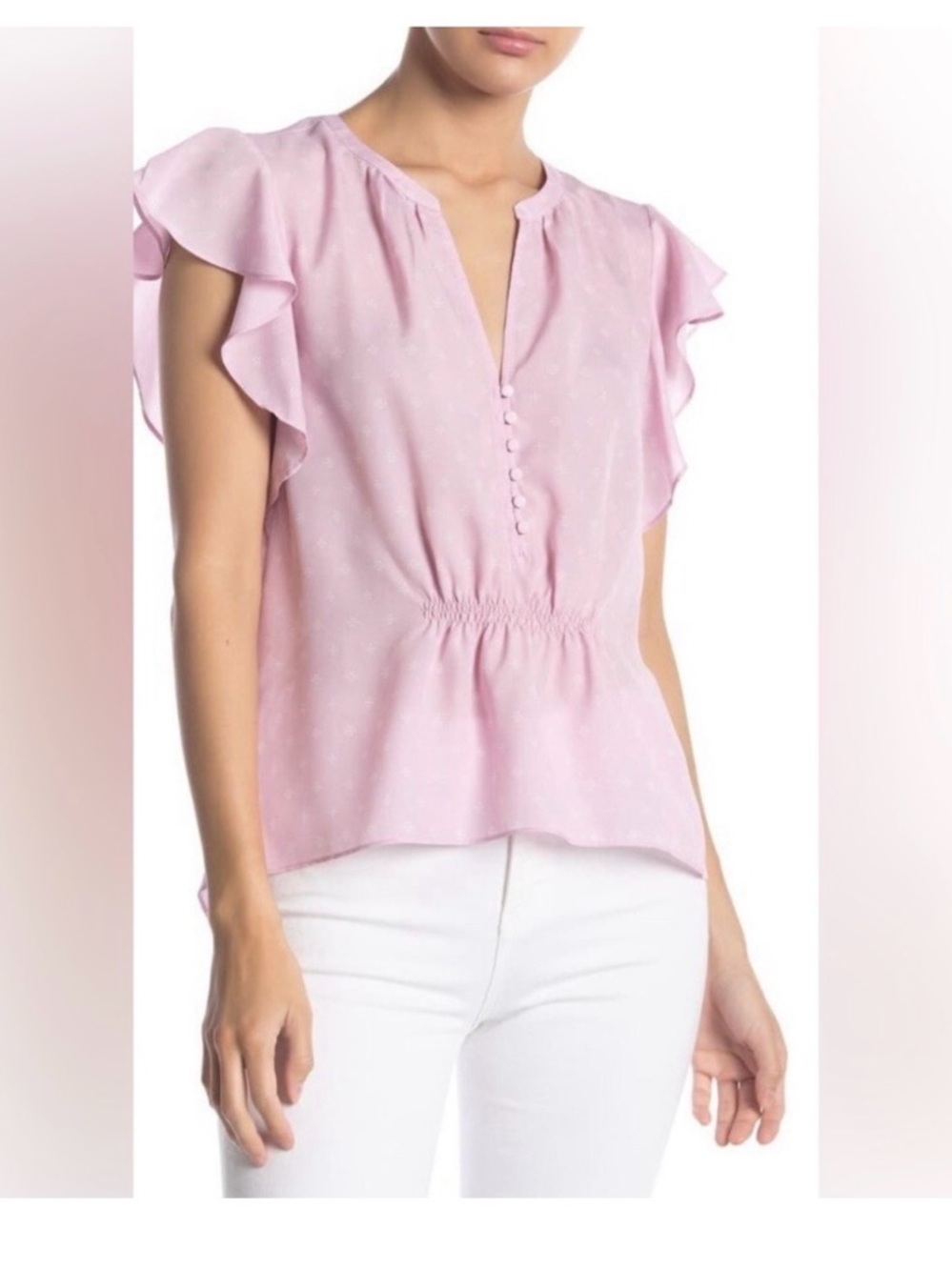 Joie Crisbell Dusty Pink Flutter Sleeve Button-Front Blouse